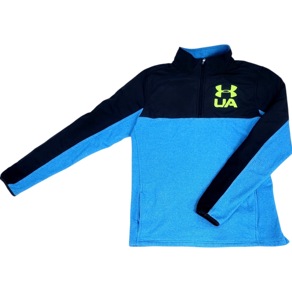 YXL Under Armour Boys Cold Gear 1/4 Zip Pullover - Loose Fit Sweater Jacket Blue